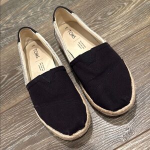 TOMS Women's Black Espadrille Slip On Shoes
